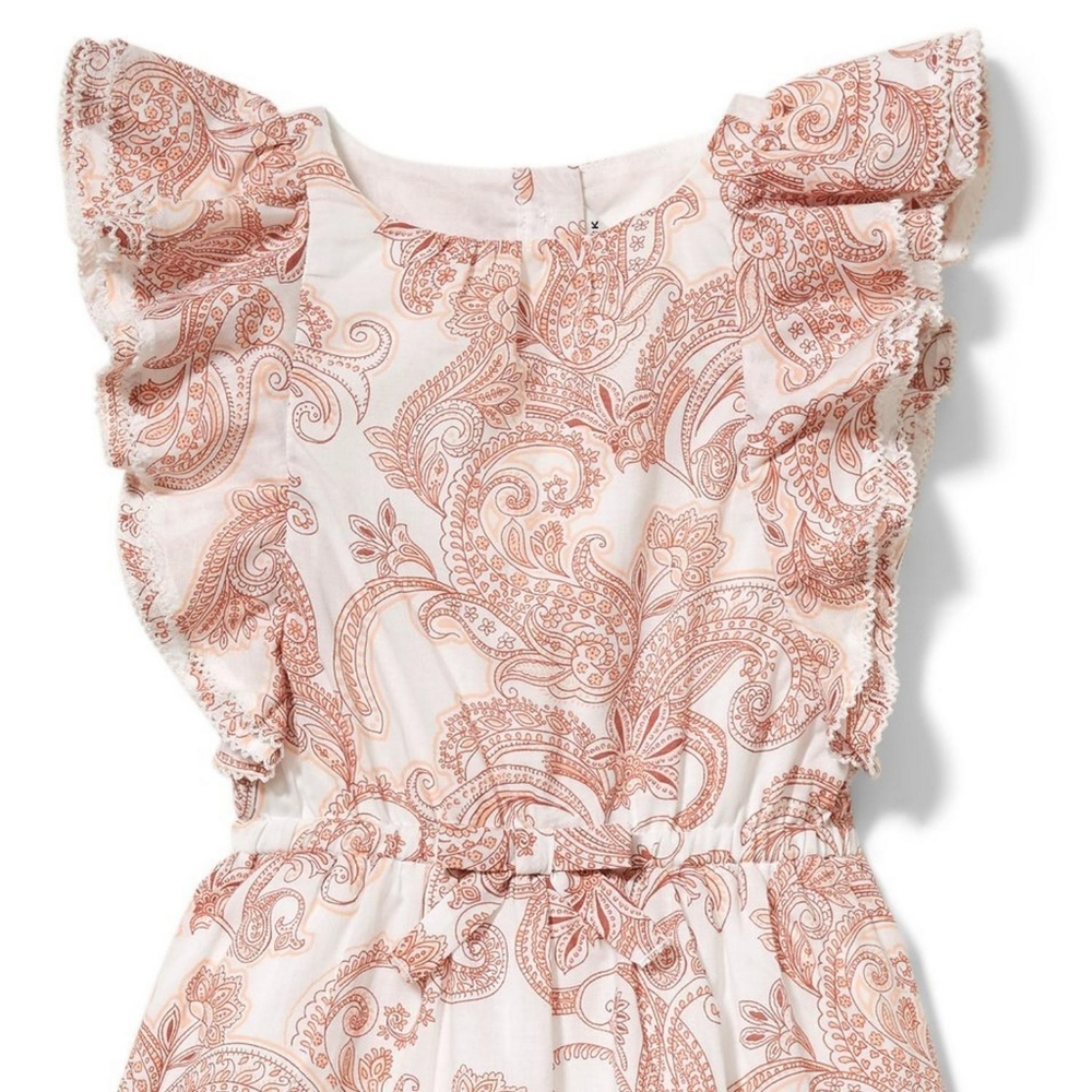 RUFFLE SLEEVE PAISLEY DRESS